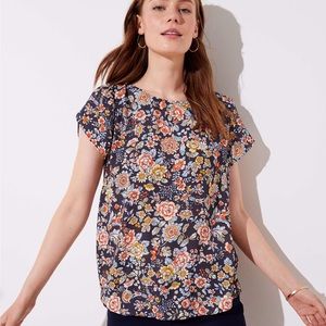 Loft Floral Button Back Top